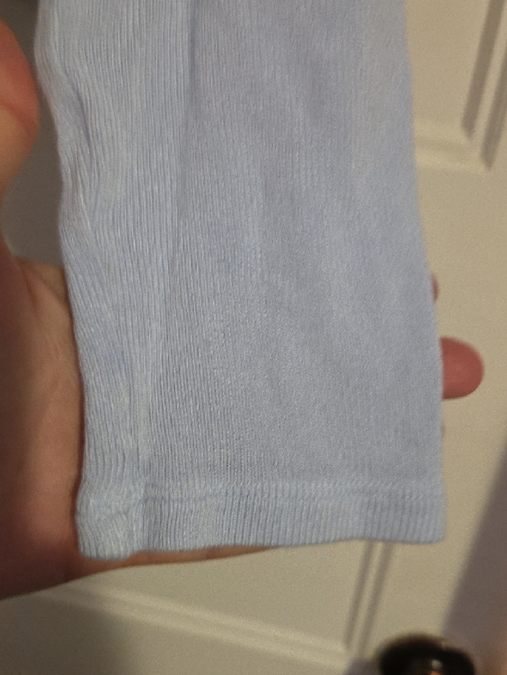 aerie Light Blue Ribbed Cropped Button-Up Top - Picture 3 of 6